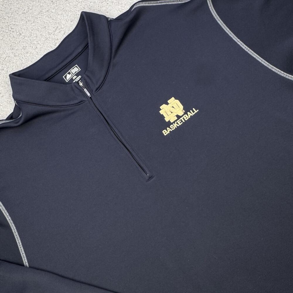 Notre Dame Fighting Irish Pullover Mens 2XL NCAA Basketball Adidas Quarter Zip